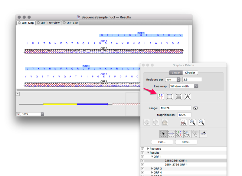 Graphics Palette and SequenceSample nucl Results